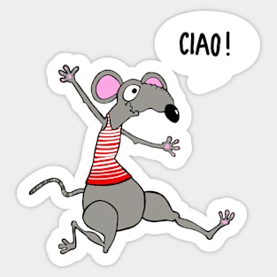 Ciao! Happy rat running to meet his friend. Sticker